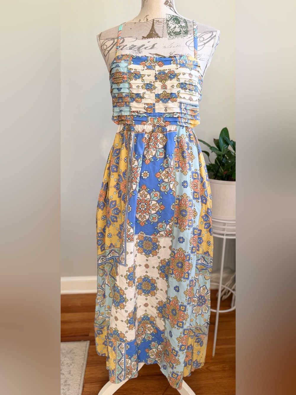 YUMI KIM Maxi Dress – Size M – Boho Floral Print Back Tie Dress